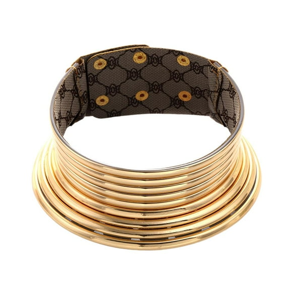 EHJRE African Choker Collars Women Wide Choker Necklace Adjustable Gift Printed Gold