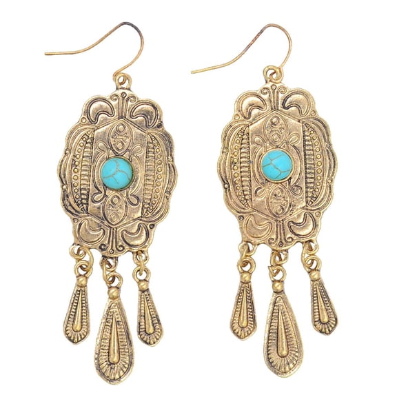 EHJRE Alloy Turquoise Dangle Earrings Geometric Design Ear Created Golden