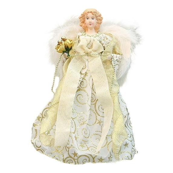 EHJRE Angel Treetop Christmas Ornament Delicate Angel Figurine Christmas Tree Topper for Bedroom Xmas Tree Tabletop Cafe Home Decor Gold