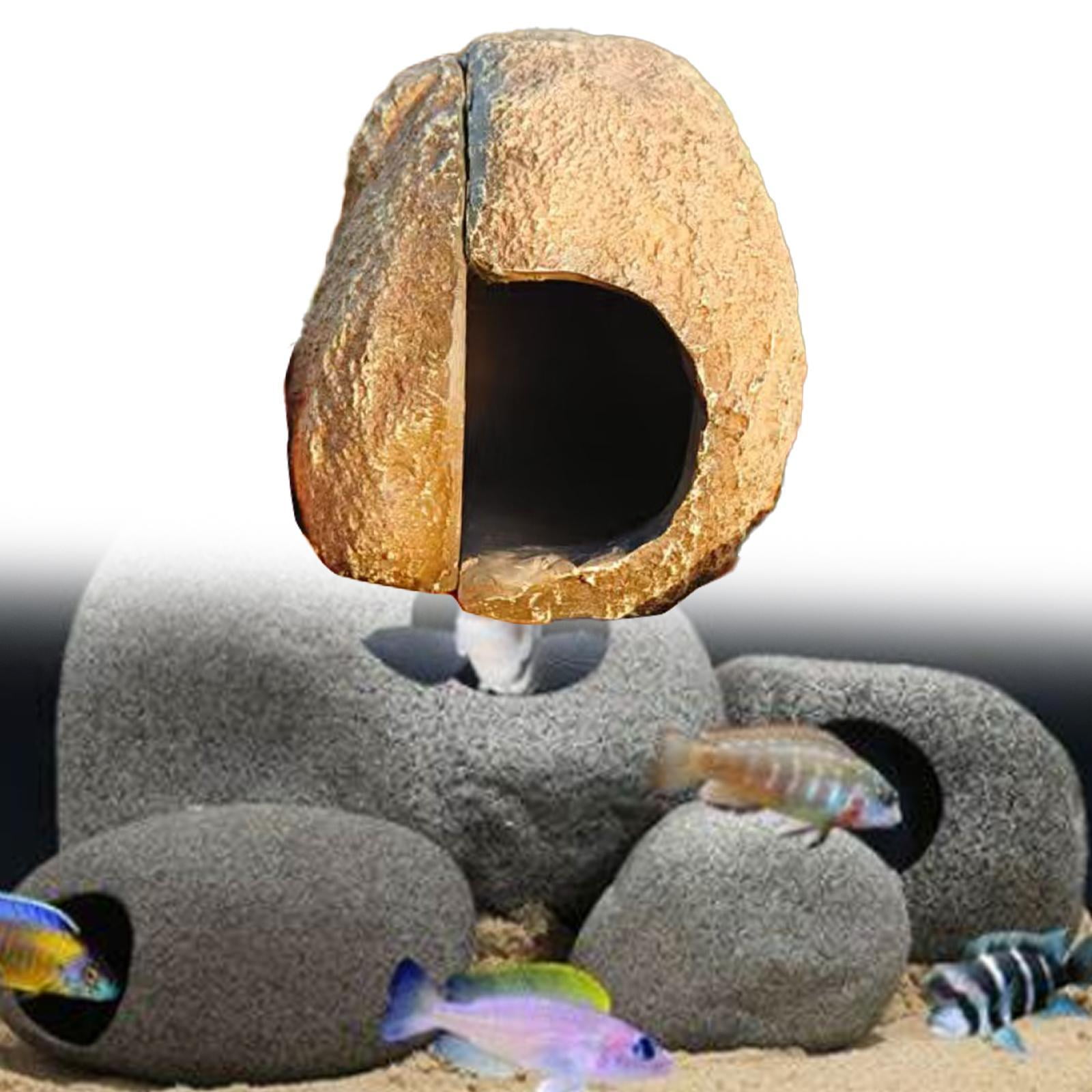 EHJRE Aquarium Rock Cave Hideaway Cave Crafts Resin Tank Ornament Aquarium Decor for Newts Pond Frogs Amphibians Bearded Dragon