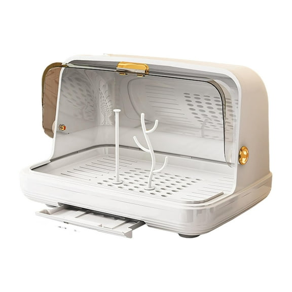 EHJRE Baby Bottle Drying Rack Container Dish Drainer Kitchen Cabinet Portable Nursery Bottle Storage Box Organizer for Kitchen Home White Medium