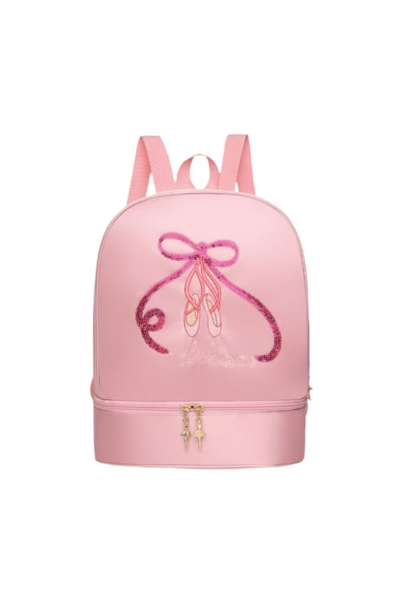 Ballet Dance Backpack Cute with Shoe Compartment for Jazz Latin Dance Sports Pink