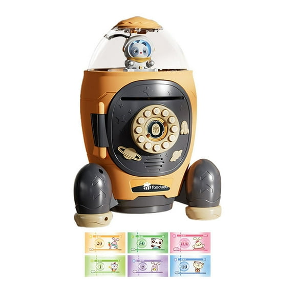 EHJRE Bank Small ATM Machine Slot Educational Saving Box Electronic Bank for Orange