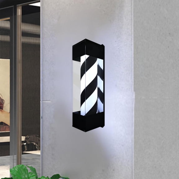 EHJRE Barber Pole Light, Hair Salon Rotating Sign, Indoor Outdoor Traditional Barbershop ,Wall Mounted Barbershop Rotating Light, S