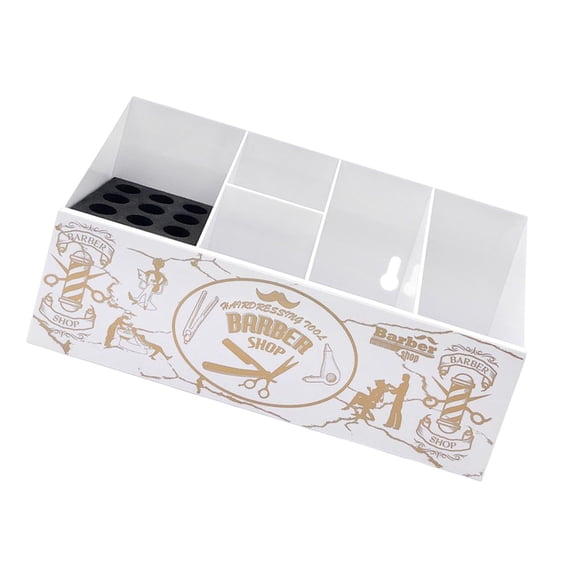 EHJRE Barber Supplies Storage Box, Large Capacity, 5 Compartments Professional Barber Tool Holder Case for Makeup Artist Hairdressing Stylist Salon White