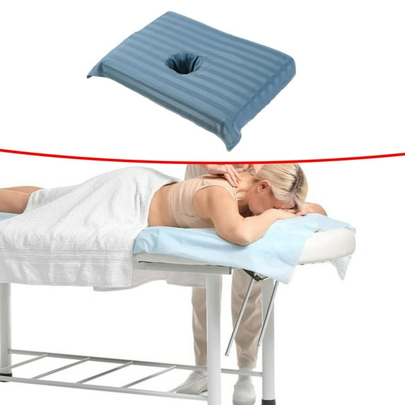 EHJRE Beauty Bed Sheet Full Cover, Massage Face Towel with Face Breath Hole, Cotton Massage Table Face Hole Towel for Massage Couch Blue