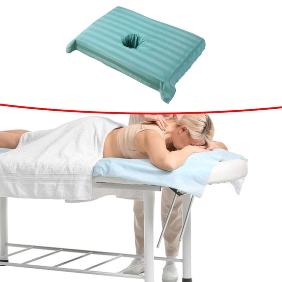 EHJRE Beauty Bed Sheet Full Cover, Massage Face Towel with Face Breath Hole, Cotton Massage Table Face Hole Towel for Massage Couch Green