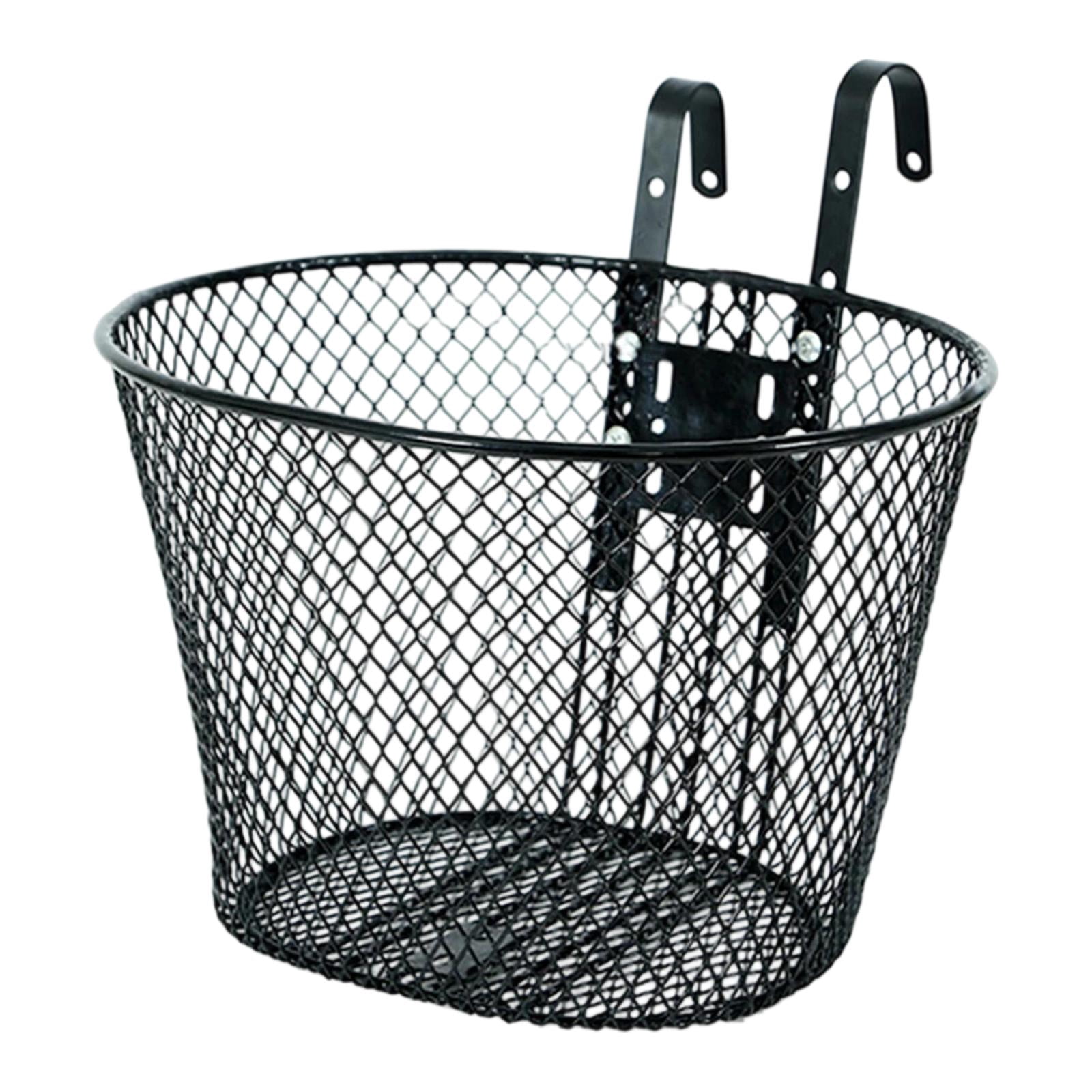 EHJRE Bike Front Basket Bicycle Front Handlebar Basket Sturdy Small Pet Dog Cat Carrier Hanging with Hooks for Beach Trips Shopping Black