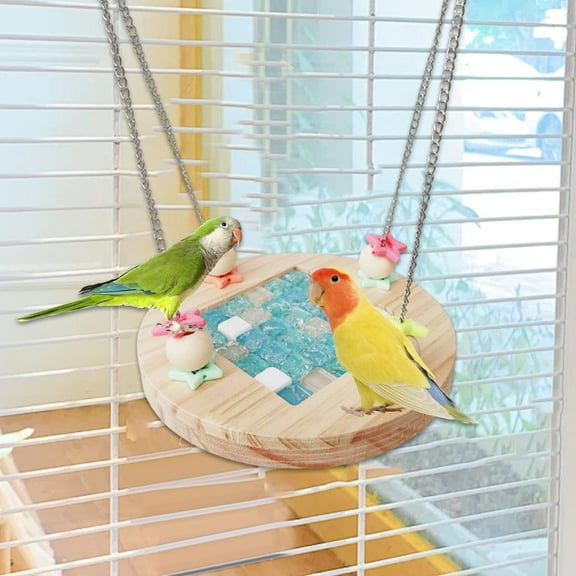 EHJRE Bird Hammock Hanging Bird Toy Hideout Summer Ice Pad,Wooden,Parrot Perch Stand,Parakeet Bed Nest for Parakeet Cockatiel Macaw
