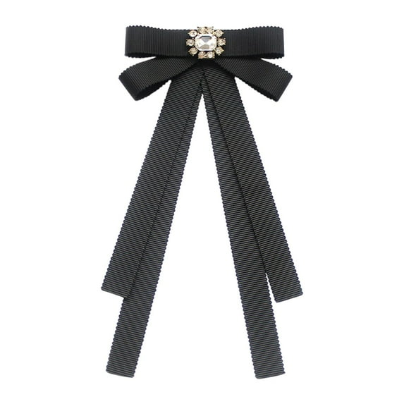 EHJRE Bow Tie for Women Pre Tied Bowtie Fashion Neck Tie Brooch Pin Ribbon Tie for School Uniform Wedding Costume Accessories Party Black