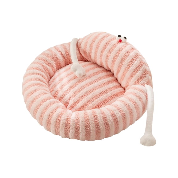 EHJRE Cat Bed for Indoor Cats Plush Cushion Self Warming 20 inch Autumn Winter Small Dog Beds Soft Pet Nesting Bed for Puppy Poodle pink