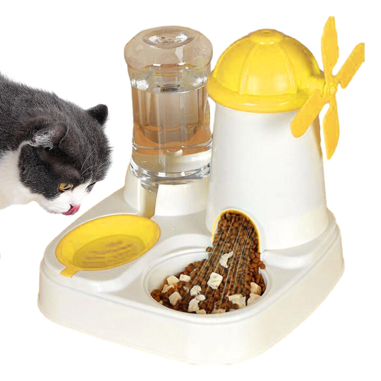 EHJRE Cat Feeder and Water Dispenser Large Capacity Easy to Clean Pets Waterer Dog Bowl for Small Medium Pets Rabbit Dog Cats Kitten Yellow