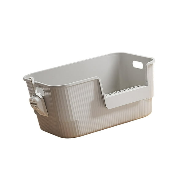 EHJRE Cat Litter Toilet Easy to Clean Portable Anti Splashing Low Entry Cat Toilet Sand Box for Small and Large Cats gray