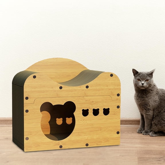 EHJRE Cat Scratch House Detachable Design Sleeping Playing Double Layer Cardboard Cat House Scratch Pad for Kitten Small Medium Cat