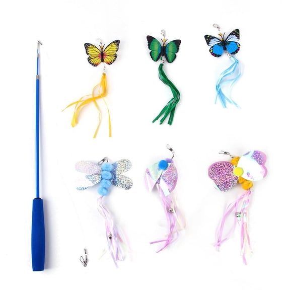 EHJRE Cat Toy Teaser 6 Feather Refills Telescopic Kitten ny Toy Interactive Teaser Toy for Cats for Playing Training Kitten Exercise