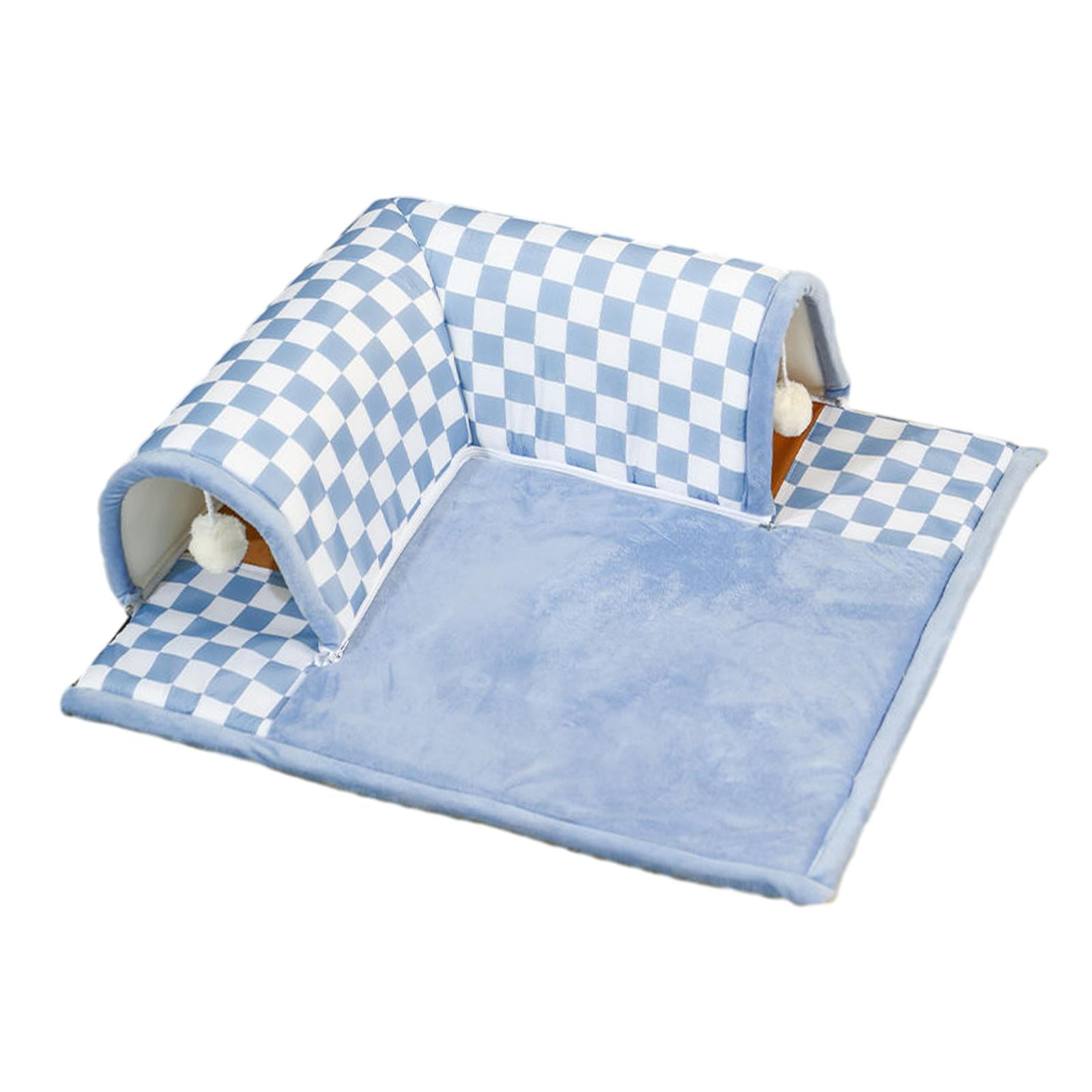 EHJRE Cat Tunnel And Bed Toy Interactive Breathable Kitty Training Playing Hut Play Center for Rabbit Hamster Small Animals Outdoor L blue
