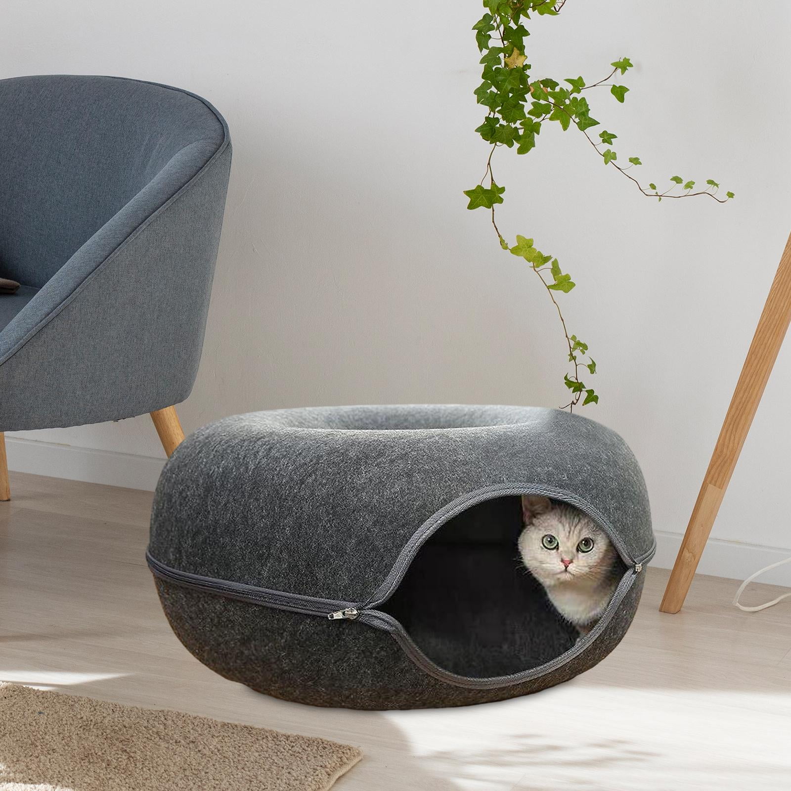 EHJRE Cat Tunnel Bed Cat Cave Felt Four Seasons Universal Nap Playing