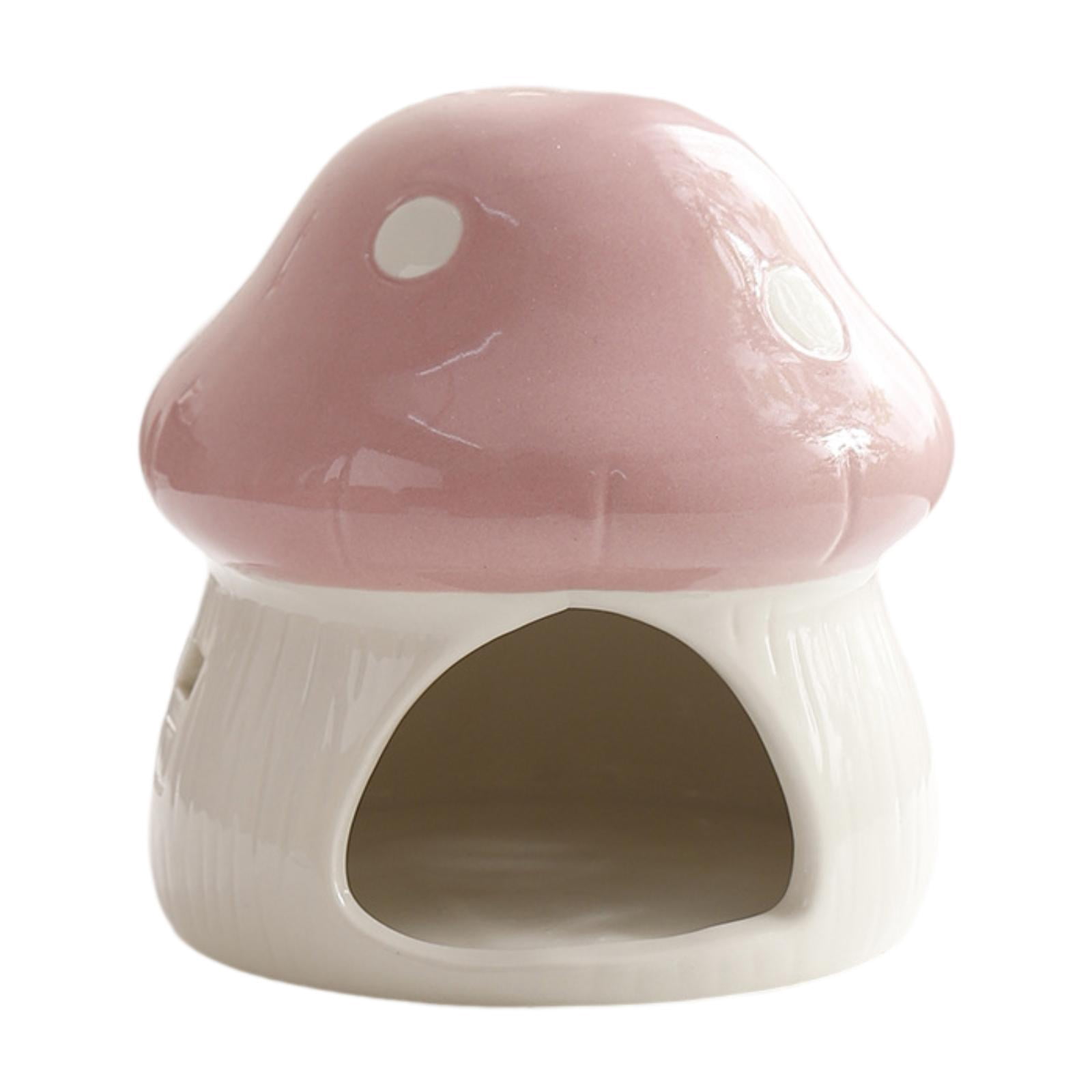 EHJRE Ceramic Hamster House Hideaway House Outdoor Cartoon Guinea Pig Hideout Habitat for Rats Dwarf Hamster Small Animals Supplies Pink