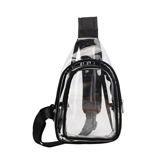 EHJRE Clear Bag , Pocket Chest Daypack, PVC Crossbody Shoulder Backpack Waist Belt Bag Black