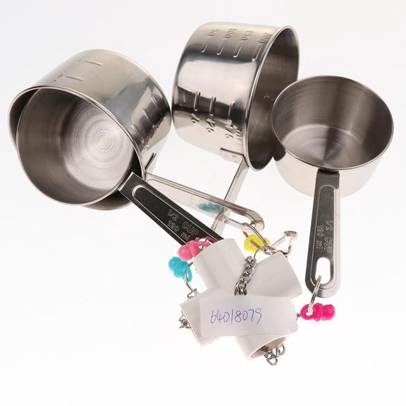 EHJRE Cockatiel Lovebird Finch Cage Hanging Toys / Medium Parrots 4 Steel Pot Toy