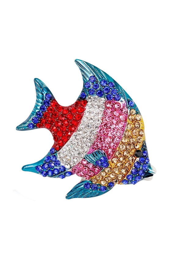 Colorful Rhinestone Animal Fish Wedding Brooches Collar Lapel Pin Jewelry