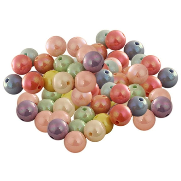 EHJRE Colorful Round Acrylic Loose Beads for Jewelry Making Craft 92 Pieces 10mm