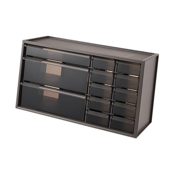 EHJRE Container with 13 Drawers Makeup Storage Case for Countertop Office Bathroom Brown