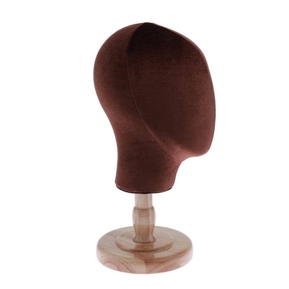EHJRE Cork Block Head Head Display Styling Head with Holder, Flocking Cloth Cover, 20inch, Styling Salon , Coffee, as described