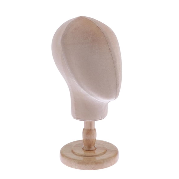 EHJRE Cork Block Head Head Wig Display Styling Head with Holder, Flocking Cloth Cover, 20inch, Styling Salon Hat Store , Skin, as described