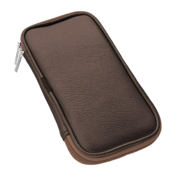 EHJRE Cosmetic Case Makeup Handbag Compact Zipper Pouch Artist Makeup Brush Holder Makeup Brushes Bag for Women Girls Eyebrow Pencil Brown