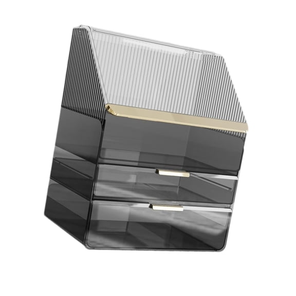 EHJRE Cosmetic Organizer Beauty Holder 3-tiers Space-saving Large-capacity Cosmetics Storage Box Display Case for Creams Boxes Home Black