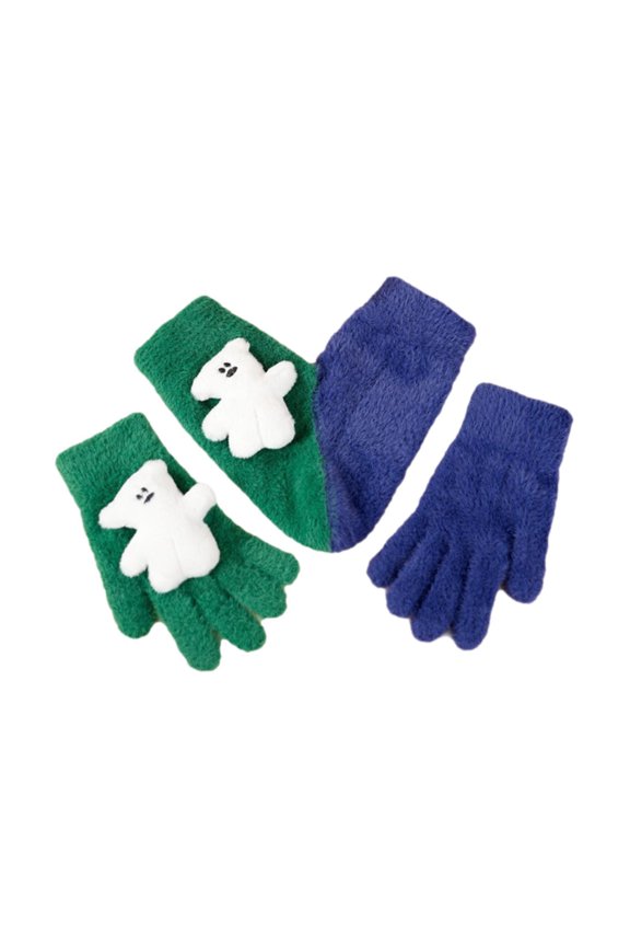 Couple Holding Hands Gloves Cute Unique Funny for Cold Weather for Gift Birthday Green Blue