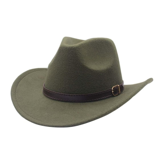 EHJRE Cowboy Hat Fashion Spring Autumn Comfortable for Adults with PU Leather Belt Green