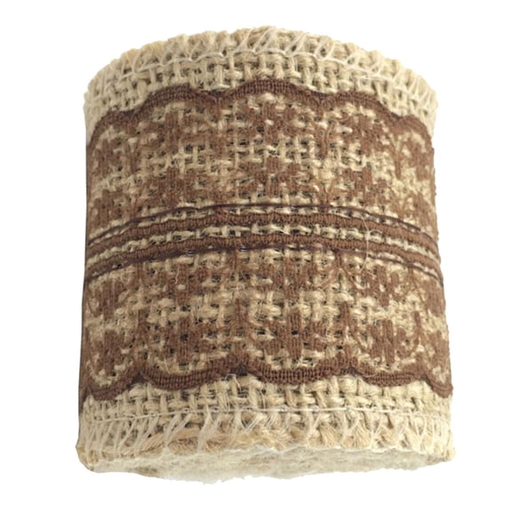 EHJRE DIY Burlap Ribbon Roll Linen Trim Lace Tape For Wedding Decor Coffee
