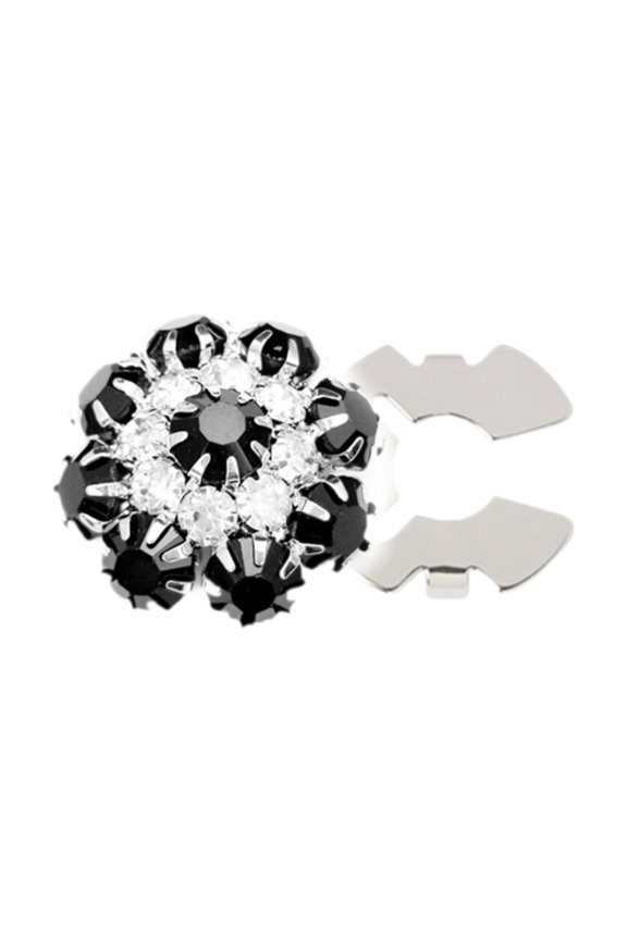Decorative Rhinestone Button Cover DIY Decoration Clip on for Dress Suit Hat black
