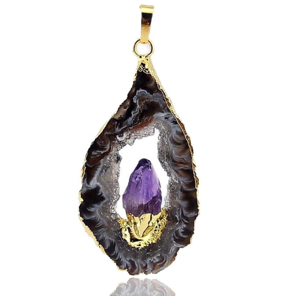 EHJRE Dedicate Natural Agate Irregular Pendant For Necklace Hollow