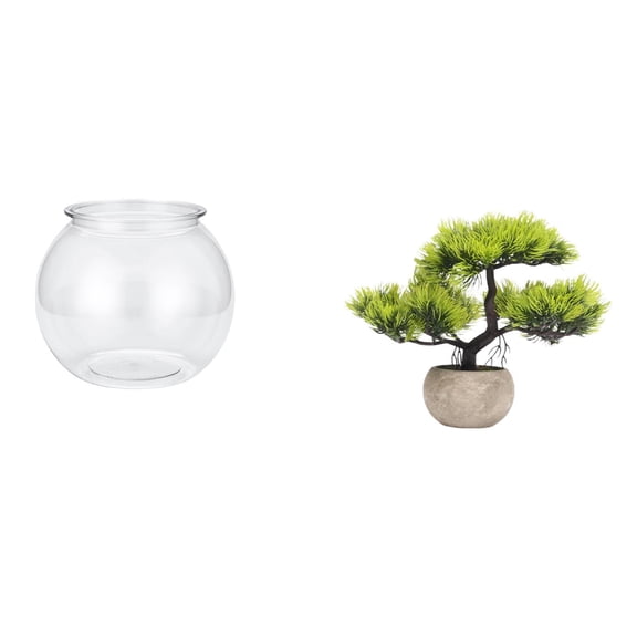 EHJRE Desktop Aquarium Tank Artificial Bonsai Tree Faux Plant Fish Bowl Vase Table Transparent Small Fish Tank PP Foam Suitable for Desk Living Room Office Bathroom Gift Giving Home Decoration