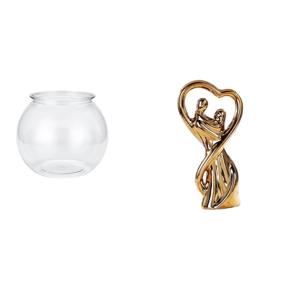 EHJRE Desktop Aquarium Tank Clear Fish Bowl Table Vase with Modern Couple Figurine Decorative Container for Household Display Suitable for Office Living Roo