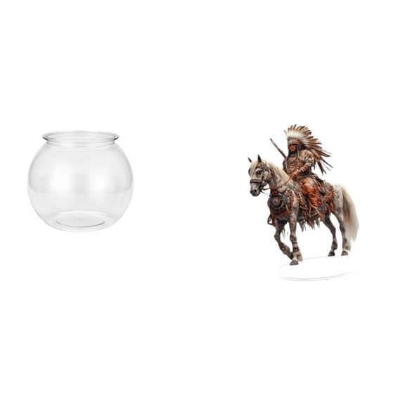 EHJRE Desktop Aquarium Tank Clear Fishes Container Acrylic Knight Ornament 2D Craft Shelf Transparent Fish Bowl Vase Elegant Sturdy Tabletop Decoration Suit