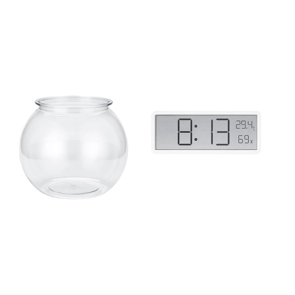 EHJRE Desktop Aquarium Tank Digital Wall Clock Fish Bowl Vase Table PP Material Large Display Multifunctional Desktop Clock Modern Design Suitable for Desk Office Home Living Room