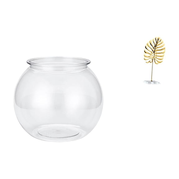 EHJRE Desktop Aquarium Tank Table Fish Bowl Vase Transparent Leaf Sculpture Art Figurine With Base Metal Decorative Leaf Statue Suitable For Office Living Room Bedroom Coffee Table Desk Bar