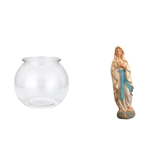 EHJRE Desktop Aquarium Tank Transparent Fish Bowl Tabletop Resin Ornament Luther Statue Virgin Mary Figurine Religious Collection Suitable for Living Room Coffee Table Desk