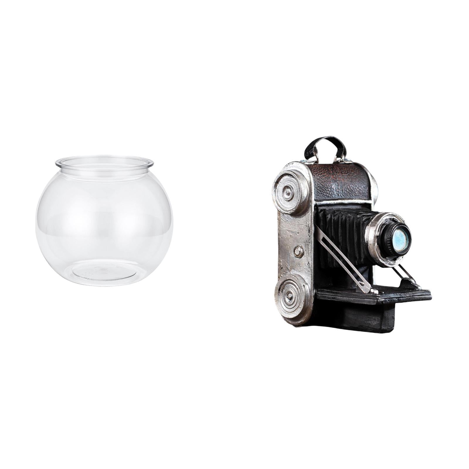 EHJRE Desktop Aquarium Tank Transparent Small Fish Bowl Vase Camera Statue Model Collectible Figurine Resin PP Craft Artistic Decoration Suitable for Photo