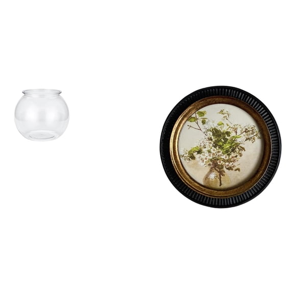 EHJRE Desktop Aquarium Tank Transparent Small Fish Bowl Vase Resin Photo Frame Round Picture Frame Clear Container Suitable for Office Living Room Gallery Desk Decoration Gift Giving