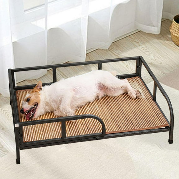 EHJRE Dog Bed with Rails Raised Pet Bed Washable Medium Dogs Indoor Dog Raised Bed Iron Frame Elevated Bed Cooling Elevated Pet Bed