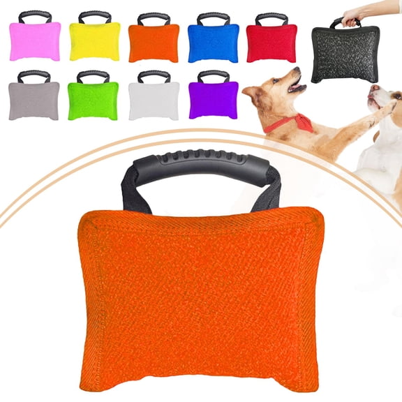 EHJRE Dog Bite Training Pillow with Handle Bite Pad Interactive Tug Toy Training Tool Pet Supplies Bite Resistant Polyester for Dog Training Suitable for Ho Orange