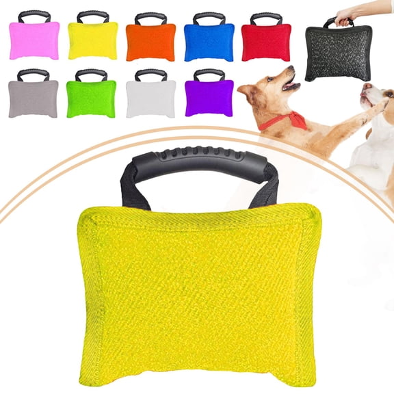 EHJRE Dog Bite Training Pillow with Handle Bite Pad Interactive Tug Toy Training Tool Pet Supplies Bite Resistant Polyester for Dog Training Suitable for Ho Yellow
