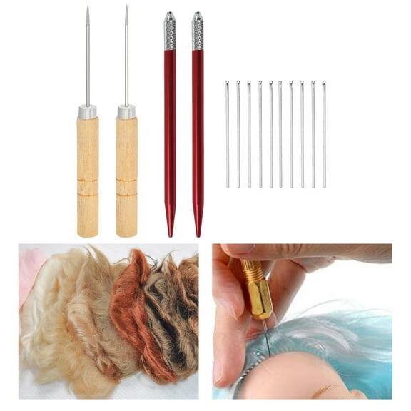 EHJRE Doll Hair Rooting Tools, Doll Making Supplies, , Doll Hair Rooting DIY Making Kit, Spare Parts, 1 Set, Easy to Use , 1x.6mm 1x.6mm Needles