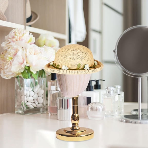 EHJRE Dome Model Head Hat Display Rack Detachable Head Circumference 20.5 inch Model Head Hat Holder for Hat Headwear Shopping Mall Light Brown Golden
