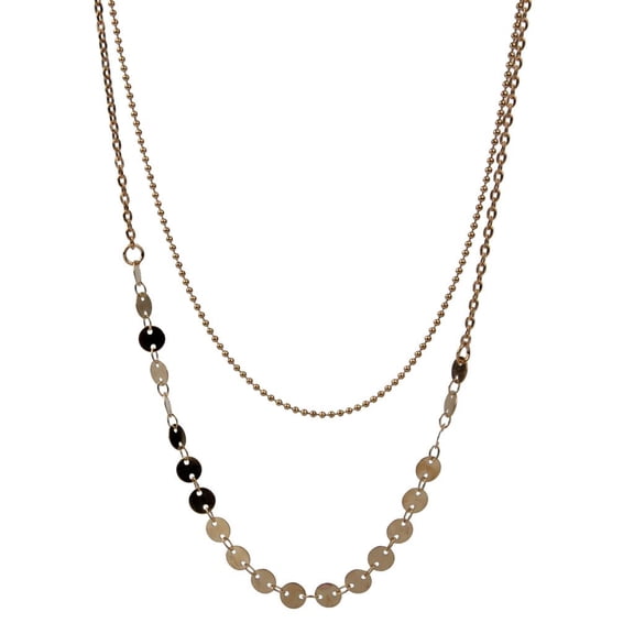 EHJRE Double Chain Gold Plated Ladies Long Necklace Sequin Bead Ornaments Concise